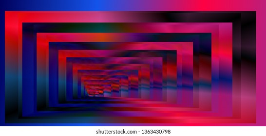 Optical background with striped rectangles. Color spectrum gradient. Deep immersion, space tunnel, psychedelic corridor. Hypnotic multicolored texture, op art abstraction.