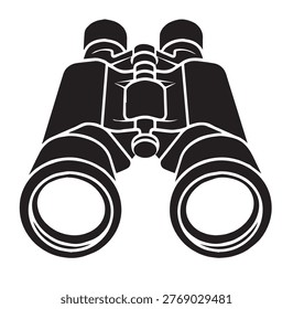Optical Binoculars Silhouette Vector Illustration Flat Icon for Travel Adventure Bird Watching and Professional Surveillance Equipment Design Template