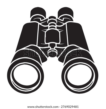 Optical Binoculars Silhouette Vector Illustration Flat Icon for Travel Adventure Bird Watching and Professional Surveillance Equipment Design Template
