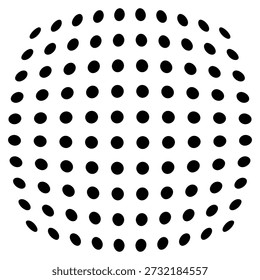 Esfera óptica insuflável formada por pontos pretos no layout da grade