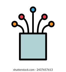 Icono de cable óptico, tecnología de la información de la red de alambre, ilustración vectorial digital de Internet .