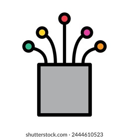Icono de cable óptico, tecnología de información de red de Web de cable, Ilustración vectorial digital de Internet .