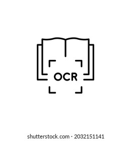 Optical Character Recognition Icon. Simple Outline Style.  Digital, Document Scan Symbol Concept. Vector Illustration Isolated On White Background. EPS 10