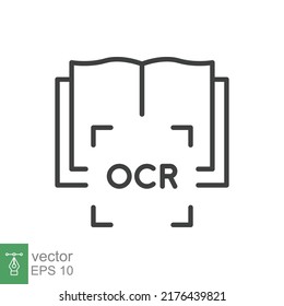 Optical Character Recognition Icon. Simple Outline Style. OCR, Text, Image, Type, Machine, Encoded, Digital, Document Scan Symbol Concept. Vector Illustration Isolated On White Background. EPS 10