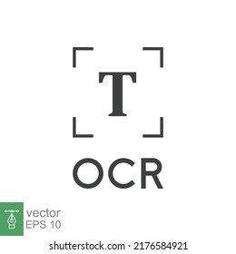 Optical Character Recognition Icon. Simple Outline Style. OCR, Text, Image, Type, Machine, Encoded, Digital, Document Scan Symbol Concept. Vector Illustration Isolated On White Background. EPS 10