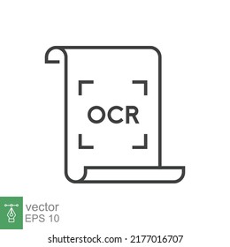 Optical Character Recognition Icon. Simple Outline Style. OCR, Text, Image, Type, Machine, Encoded, Digital, Document Scan Symbol Concept. Vector Illustration Isolated On White Background. EPS 10