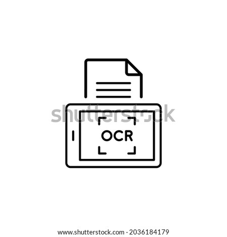 Optical character recognition icon. Simple outline style. OCR, text, image, type, machine, encoded, digital, document scan symbol concept. Vector illustration isolated on white background. EPS 10