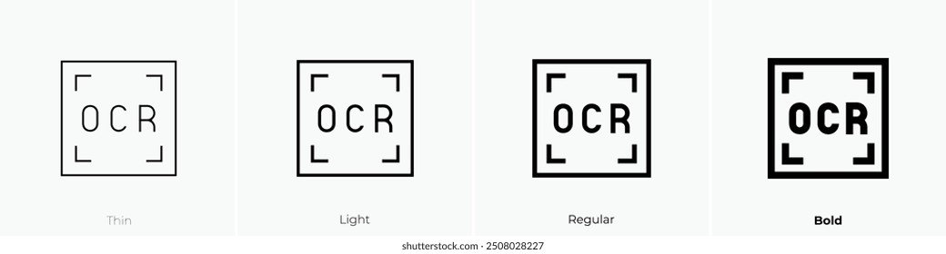 optical character recognition icon. Thin, Light Regular And Bold style design isolated on white background