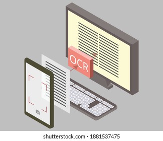 Optical Character Recognition (OCR) technology by recognize text from photo vector