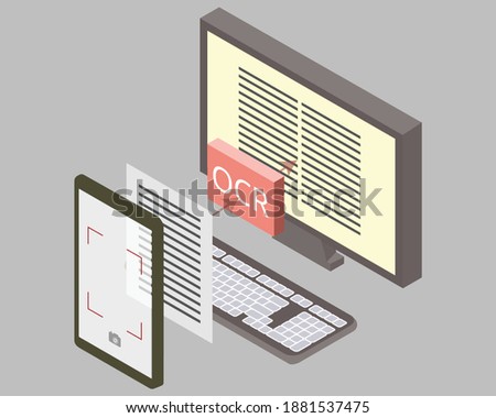 Optical Character Recognition (OCR) technology by recognize text from photo vector