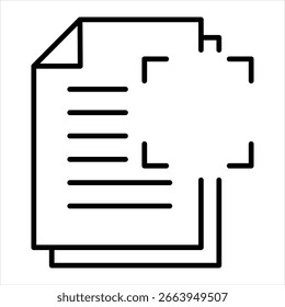 Ilustración vectorial de icono de contorno de reconocimiento óptico de caracteres