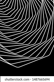 Optical contrast abstract background with distorted lines. Black and white striped psychedelic background. Abstract vector illustration. You can use for design covers, postcards, posters.