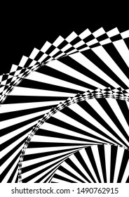 Optical contrast abstract background with distorted lines. Black and white striped psychedelic background. Abstract vector illustration. You can use for design covers, postcards, posters.