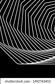 Optical contrast abstract background with distorted lines. Black and white striped psychedelic background. Abstract vector illustration. You can use for design covers, postcards, posters.