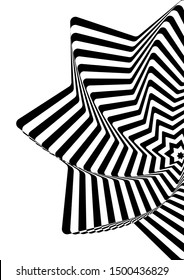 Optical contrast abstract background with distorted lines. Black and white striped psychedelic background. Abstract vector illustration. You can use for design covers, postcards, posters.