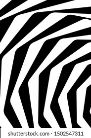 Optical contrast abstract background with distorted lines. Black and white striped psychedelic background. Abstract vector illustration. You can use for design covers, postcards, posters.