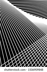 Optical contrast abstract background with distorted lines. Black and white striped psychedelic background. Abstract vector illustration. You can use for design covers, postcards, posters.