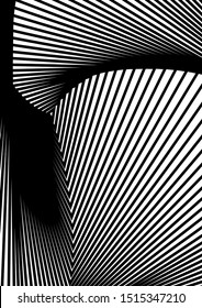 Optical contrast abstract background with distorted lines. Black and white striped psychedelic background. Abstract vector illustration. You can use for design covers, postcards, posters.