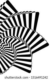 Optical contrast abstract background with distorted lines. Black and white striped psychedelic background. Abstract vector illustration. You can use for design covers, postcards, posters.