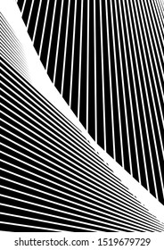 Optical contrast abstract background with distorted lines. Black and white striped psychedelic background. Abstract vector illustration. You can use for design covers, postcards, posters.