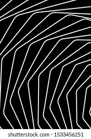 Optical contrast abstract background with distorted lines. Black and white striped psychedelic background. Abstract vector illustration. You can use for design covers, postcards, posters.