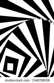Optical contrast abstract background with distorted lines. Black and white striped psychedelic background. Abstract vector illustration. You can use for design covers, postcards, posters.