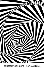 Optical contrast abstract background with distorted lines. Black and white striped psychedelic background. Abstract vector illustration. You can use for design covers, postcards, posters.