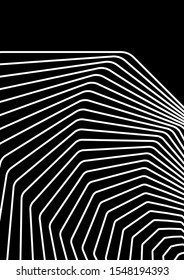 Optical contrast abstract background with distorted lines. Black and white striped psychedelic background. Abstract vector illustration. You can use for design covers, postcards, posters.