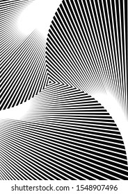 Optical contrast abstract background with distorted lines. Black and white striped psychedelic background. Abstract vector illustration. You can use for design covers, postcards, posters.