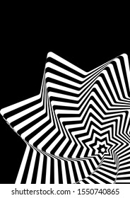 Optical contrast abstract background with distorted lines. Black and white striped psychedelic background. Abstract vector illustration. You can use for design covers, postcards, posters.