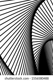 Optical contrast abstract background with distorted lines. Black and white striped psychedelic background. Abstract vector illustration. You can use for design covers, postcards, posters.