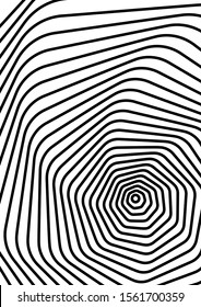 Optical contrast abstract background with distorted lines. Black and white striped psychedelic background. Abstract vector illustration. You can use for design covers, postcards, posters.