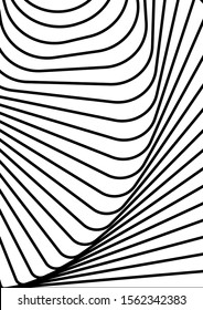 Optical contrast abstract background with distorted lines. Black and white striped psychedelic background. Abstract vector illustration. You can use for design covers, postcards, posters.