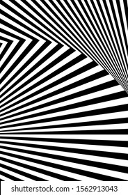 Optical contrast abstract background with distorted lines. Black and white striped psychedelic background. Abstract vector illustration. You can use for design covers, postcards, posters.