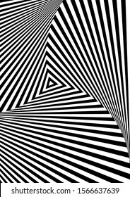 Optical contrast abstract background with distorted lines. Black and white striped psychedelic background. Abstract vector illustration. You can use for design covers, postcards, posters.