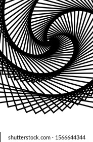 Optical contrast abstract background with distorted lines. Black and white striped psychedelic background. Abstract vector illustration. You can use for design covers, postcards, posters.
