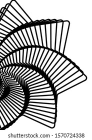 Optical contrast abstract background with distorted lines. Black and white striped psychedelic background. Abstract vector illustration. You can use for design covers, postcards, posters.