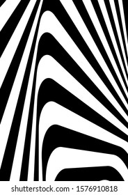 Optical contrast abstract background with distorted lines. Black and white striped psychedelic background. Abstract vector illustration. You can use for design covers, postcards, posters.