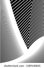 Optical contrast abstract background with distorted lines. Black and white striped psychedelic background. Abstract vector illustration. You can use for design covers, postcards, posters.
