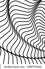Optical contrast abstract background with distorted lines. Black and white striped psychedelic background. Abstract vector illustration. You can use for design covers, postcards, posters.