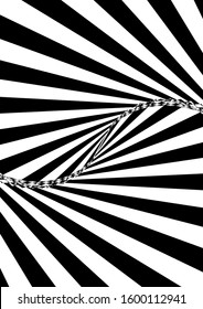 Optical contrast abstract background with distorted lines. Black and white striped psychedelic background. Abstract vector illustration. You can use for design covers, postcards, posters.