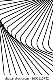 Optical contrast abstract background with distorted lines. Black and white striped psychedelic background. Abstract vector illustration. You can use for design covers, postcards, posters.