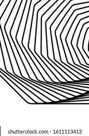 Optical contrast abstract background with distorted lines. Black and white striped psychedelic background. Abstract vector illustration. You can use for design covers, postcards, posters.