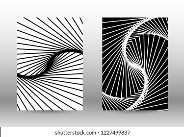 Optical contrast. Set of abstract patterns with distorted lines. Black and white striped psychedelic background. Abstract vector illustration.You can use for design covers, cards,posters.