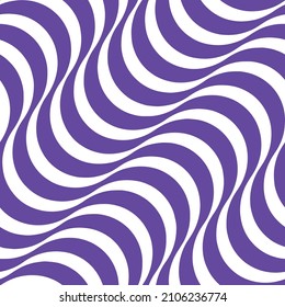 Optical Diagonal Wavy Stripes Seamless Vector Pattern Stylish Trendy Colors Monochrome Electric Purple White