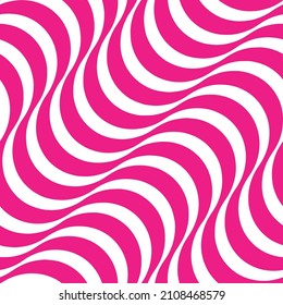 Optical Diagonal Wavy Stripes Seamless Vector Pattern Stylish Trendy Colors Monochrome Fuchsia White