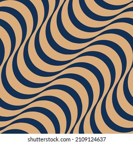 Optical Diagonal Wavy Stripes Seamless Vector Pattern Stylish Trendy Colors Monochrome Navy Blue Brown