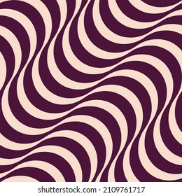 Optical Diagonal Wavy Stripes Seamless Vector Pattern Stylish Trendy Colors Monochrome Dark Purple Pastel Pink