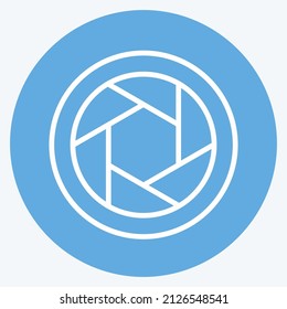 Optical Diaphragm Icon in trendy blue eyes style isolated on soft blue background