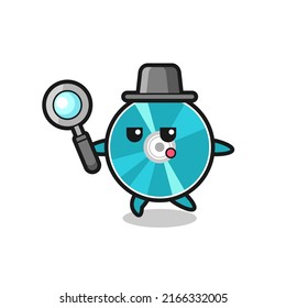 optical disc cartoon character searching with a magnifying glass , cute style design for t shirt, sticker, logo element